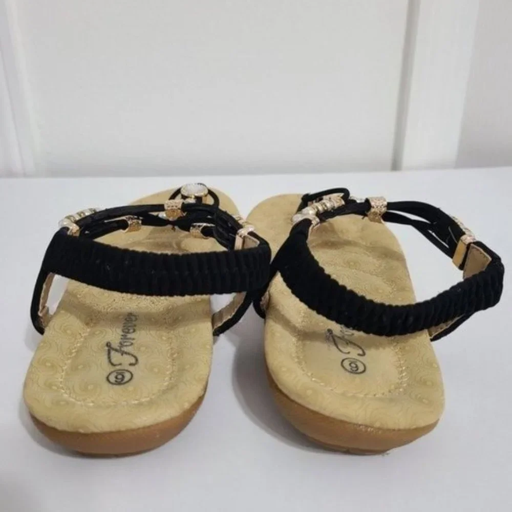 Forever Women's Elastic Ankle Strap Slip On Sandal, size 6